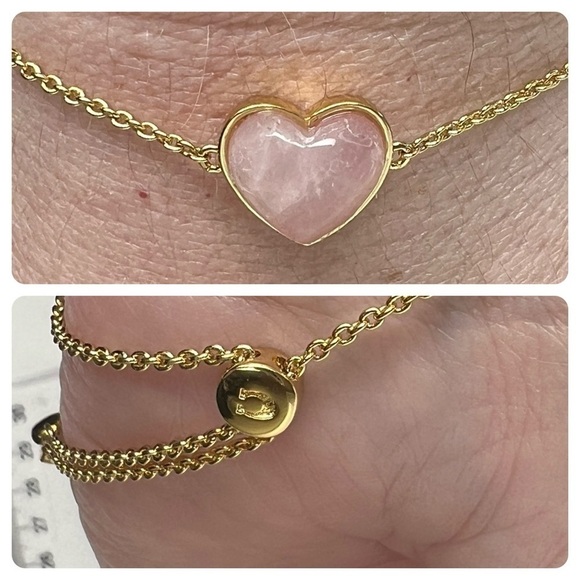 Coach Heart Carved Pink Quartz Necklace Earring and Bracelet Set - Picture 9 of 15